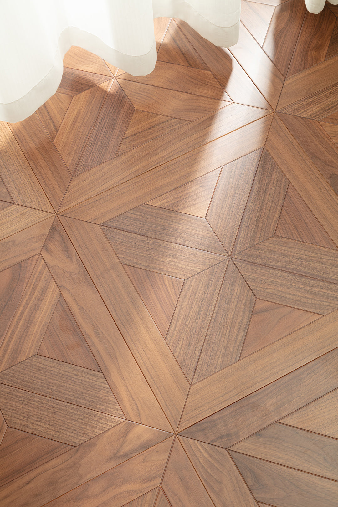 9150 Premium Black Walnut Starburst Geometric Parquet Timeless Mid-Century Luxury Art Wood Flooring |  Marquetry Art Parquet Series