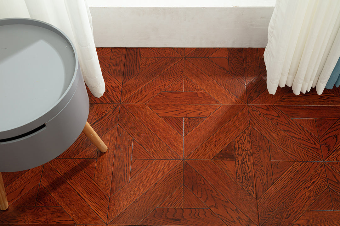 9121 Warm Russet Oak Starburst Parquet Timeless Retro Classic Art Wood Flooring | Marquetry Art Parquet Series