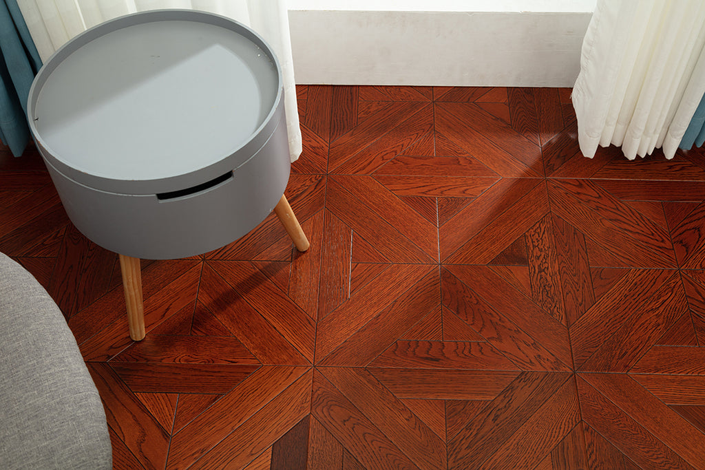 9121 Warm Russet Oak Starburst Parquet Timeless Retro Classic Art Wood Flooring | Marquetry Art Parquet Series
