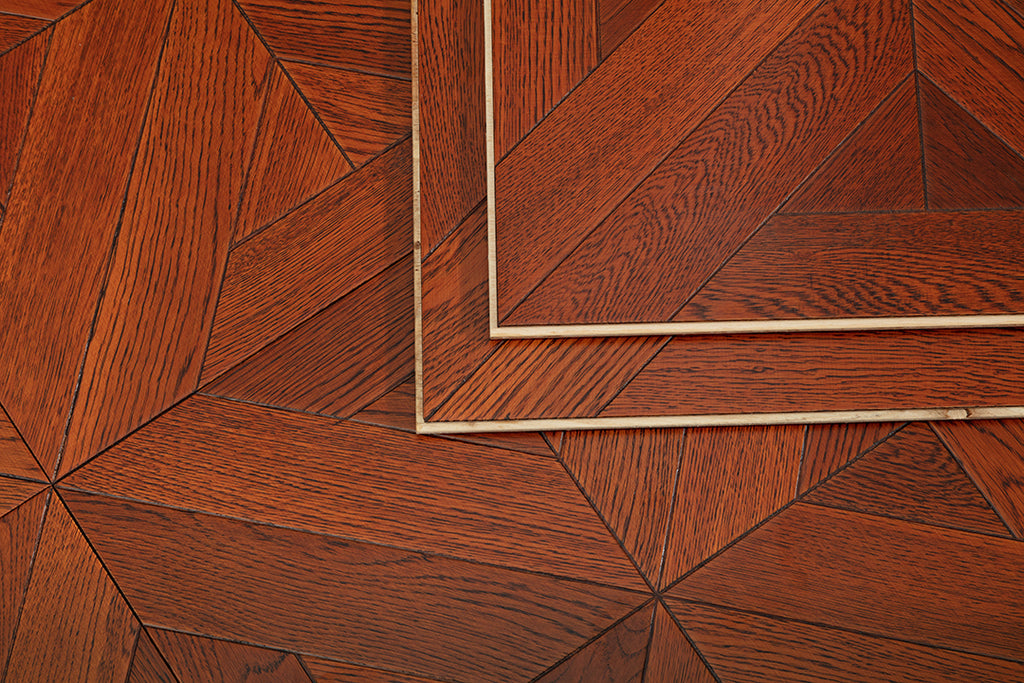 9121 Warm Russet Oak Starburst Parquet Timeless Retro Classic Art Wood Flooring | Marquetry Art Parquet Series