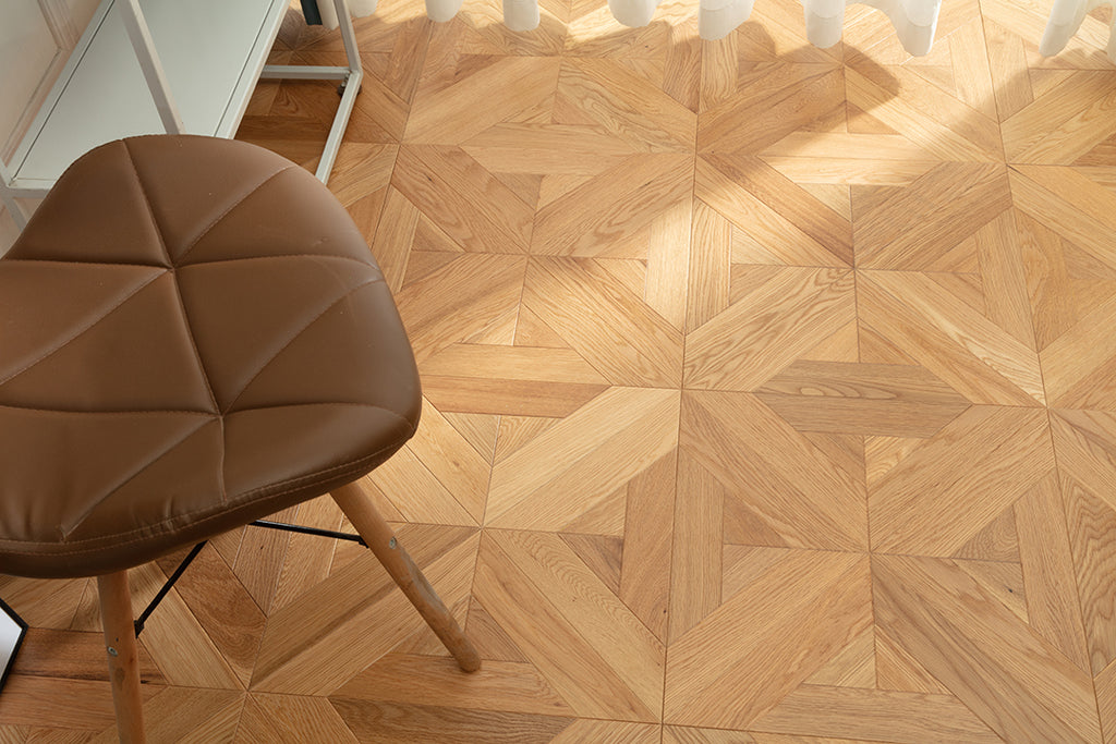 9151 Natural Light Oak Star Geometric Parquet Scandi Organic Modern Art Wood Flooring | Marquetry Art Parquet Series