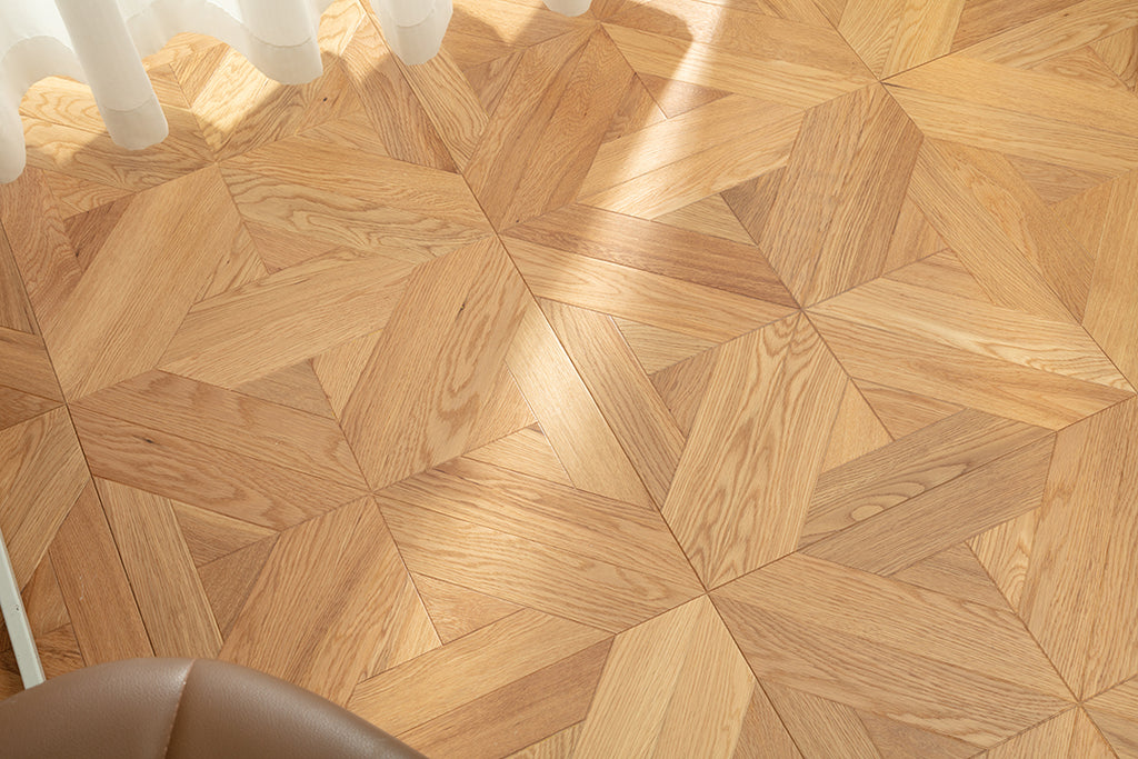 9151 Natural Light Oak Star Geometric Parquet Scandi Organic Modern Art Wood Flooring | Marquetry Art Parquet Series