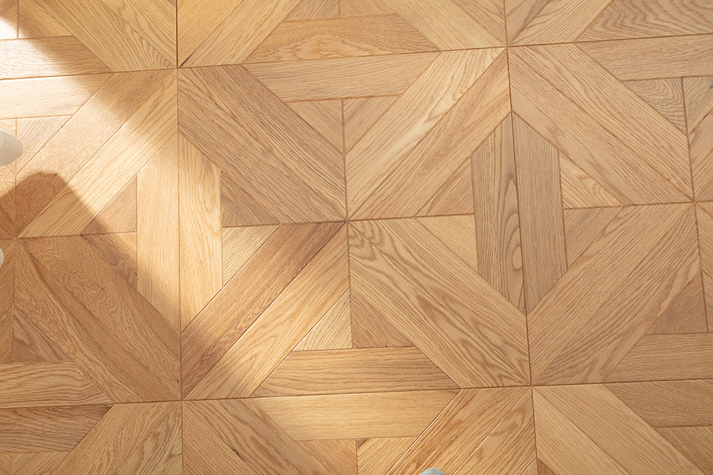 9151 Natural Light Oak Star Geometric Parquet Scandi Organic Modern Art Wood Flooring | Marquetry Art Parquet Series