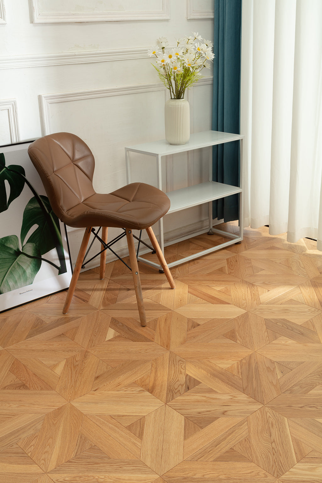 9151 Natural Light Oak Star Geometric Parquet Scandi Organic Modern Art Wood Flooring | Marquetry Art Parquet Series
