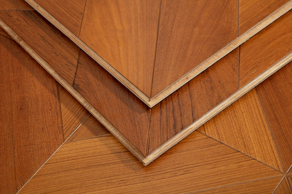 9153 Premium Teak Star‑Burst Radial Geometric Parquet Flooring | Hand‑PU Finish Marquetry Art Parquet Series