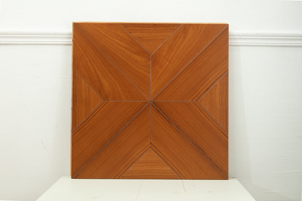 9153 Premium Teak Star‑Burst Radial Geometric Parquet Flooring | Hand‑PU Finish Marquetry Art Parquet Series