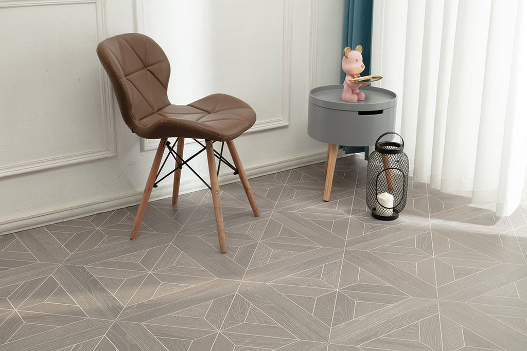 9157 Oak Star‑Burst Geometric Parquet Flooring | Hand‑PU Finish Marquetry Art Parquet Series