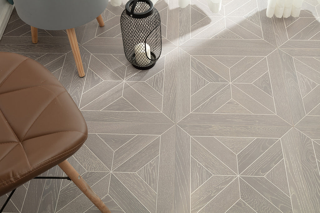9157 Oak Star‑Burst Geometric Parquet Flooring | Hand‑PU Finish Marquetry Art Parquet Series