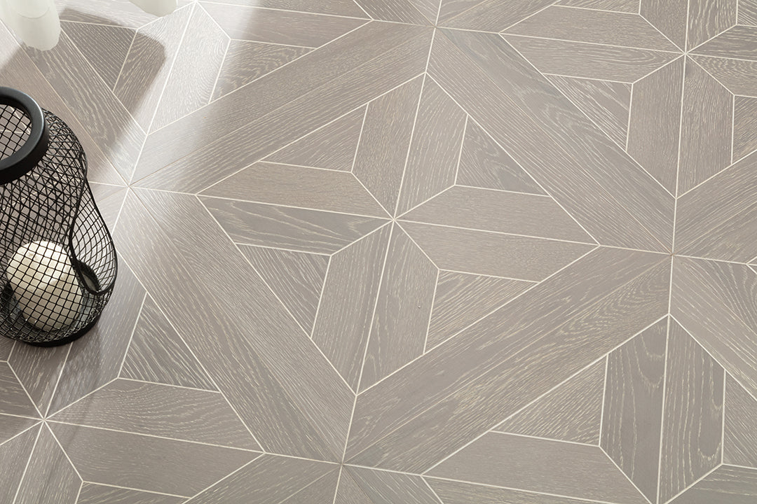 9157 Oak Star‑Burst Geometric Parquet Flooring | Hand‑PU Finish Marquetry Art Parquet Series