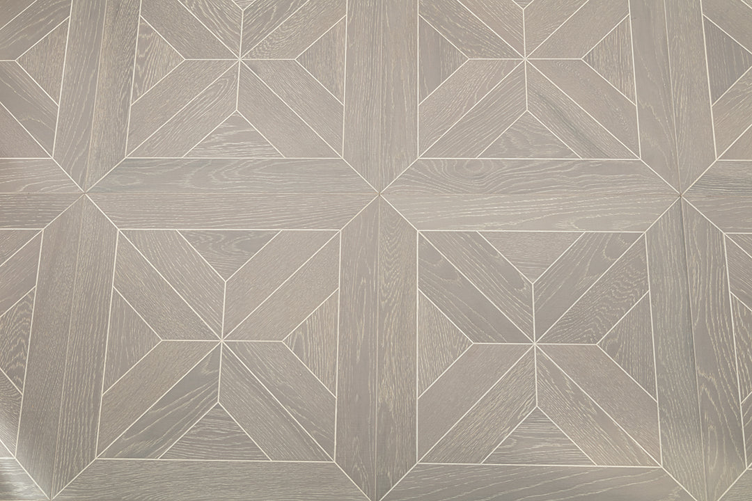 9157 Oak Star‑Burst Geometric Parquet Flooring | Hand‑PU Finish Marquetry Art Parquet Series
