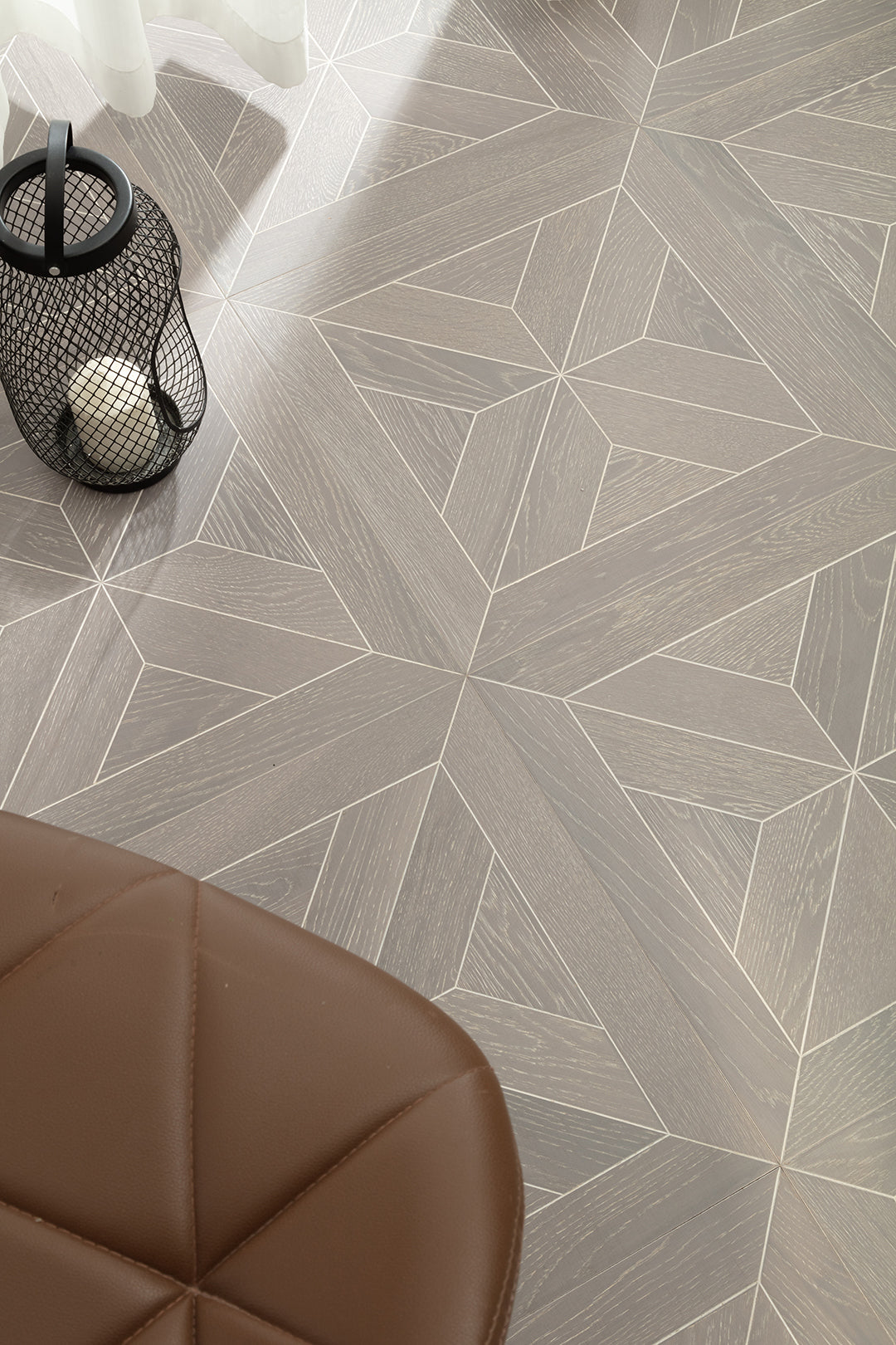9157 Oak Star‑Burst Geometric Parquet Flooring | Hand‑PU Finish Marquetry Art Parquet Series