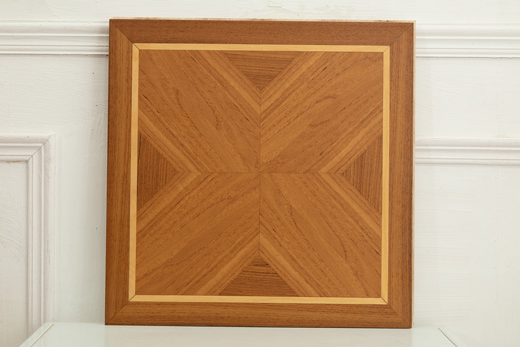 9159 Teak & Birch Double‑Border Geometric Parquet Flooring | Hand‑PU Finish Marquetry Art Parquet Series