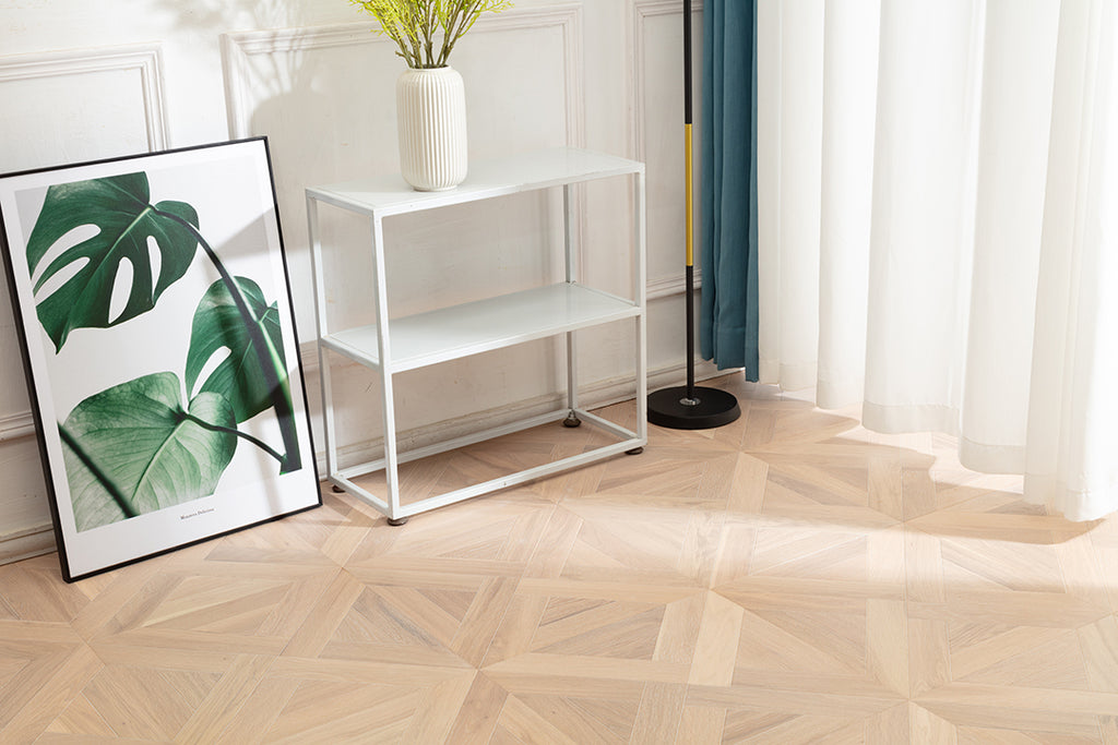 9160 Oak Interlaced Cross‑Geometric Parquet Flooring | Hand‑PU Finish Marquetry Art Parquet Series