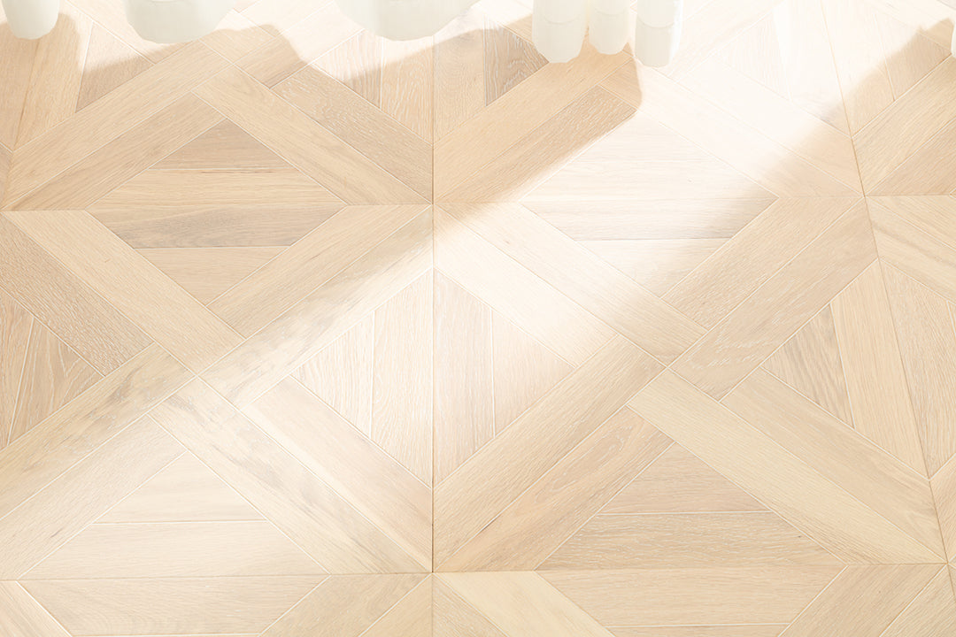 9160 Oak Interlaced Cross‑Geometric Parquet Flooring | Hand‑PU Finish Marquetry Art Parquet Series