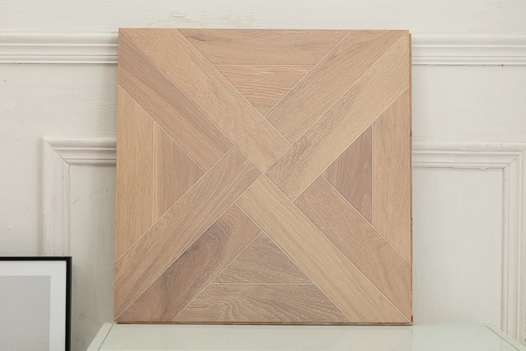 9160 Oak Interlaced Cross‑Geometric Parquet Flooring | Hand‑PU Finish Marquetry Art Parquet Series