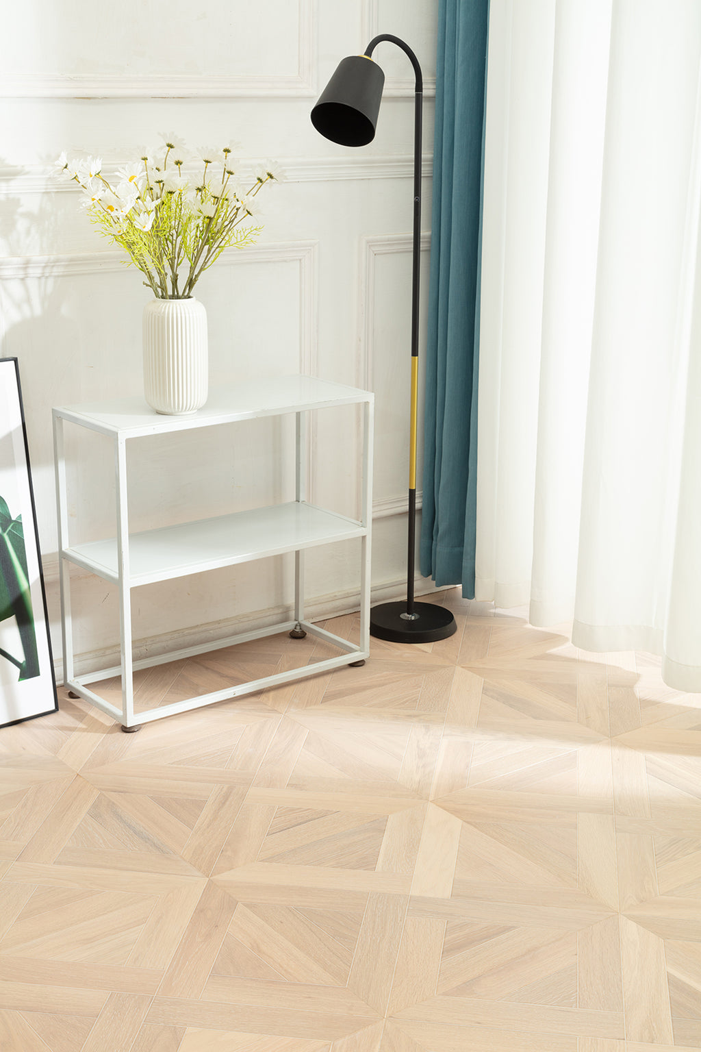 9160 Oak Interlaced Cross‑Geometric Parquet Flooring | Hand‑PU Finish Marquetry Art Parquet Series