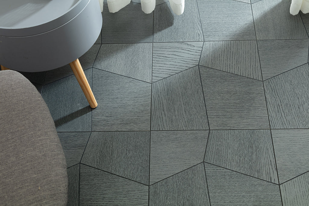 9161  Oak Irregular Facet Geometric Parquet Flooring | Hand‑PU Finish Marquetry Art Parquet Series