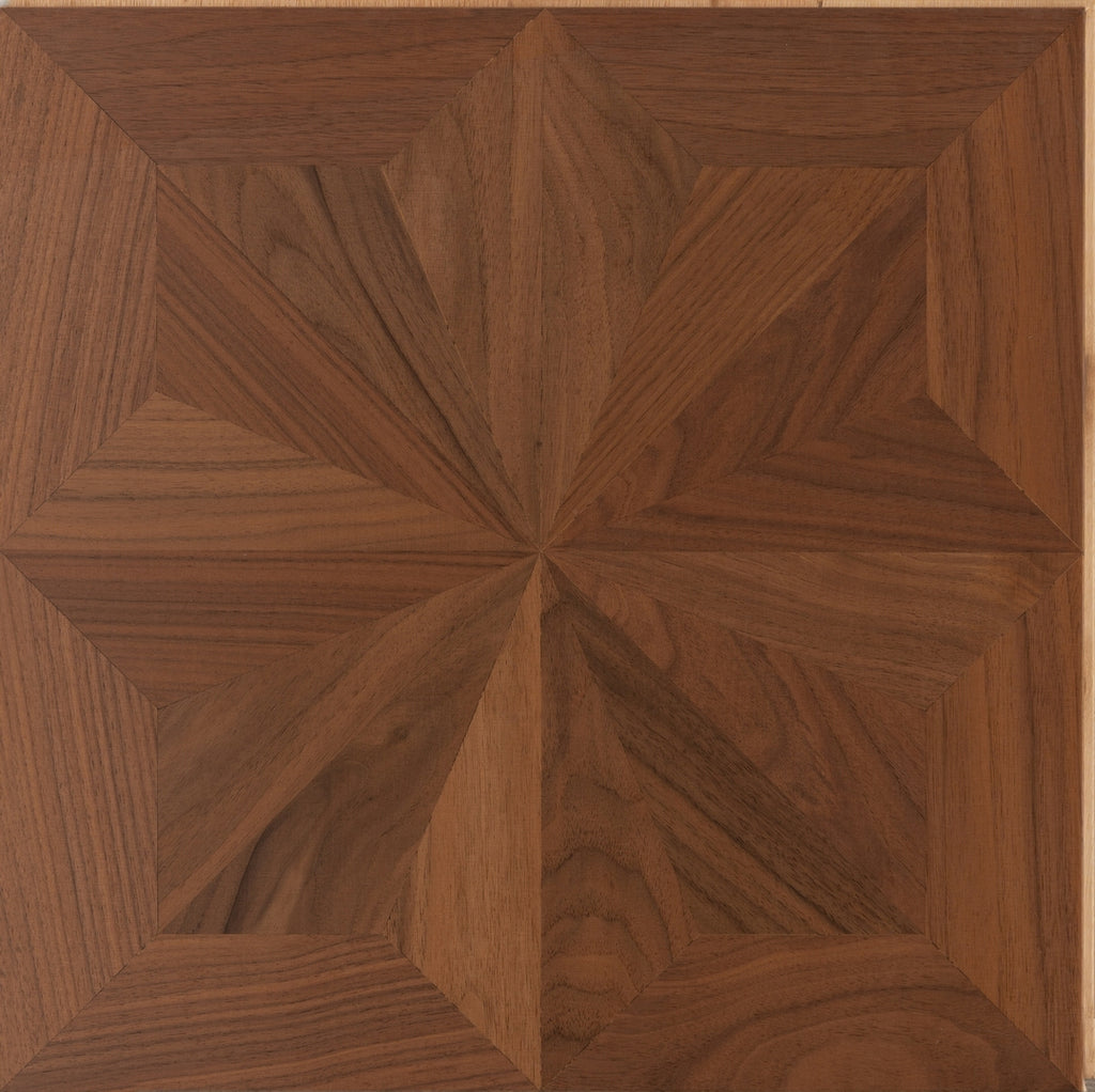 9163 Black Walnut Radial Star‑Burst Parquet Flooring | Hand‑PU Finish Marquetry Art Parquet Series