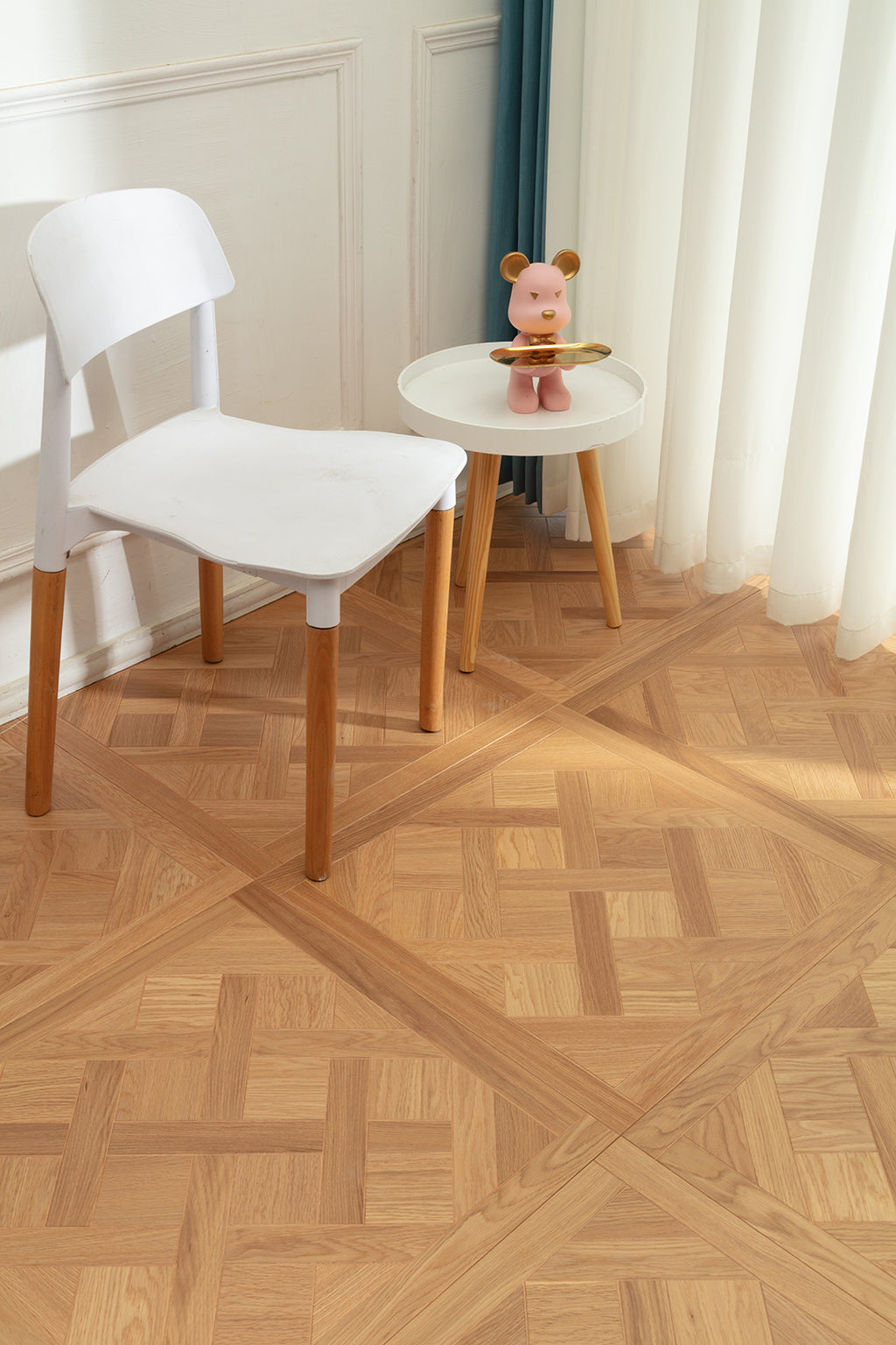 9180 Oak Woven Basket‑Weave Framed Parquet Flooring | Hand‑PU Finish Marquetry Art Parquet Series