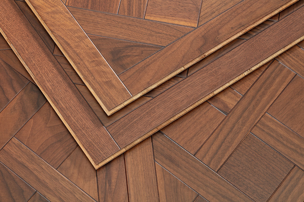 9181 Black Walnut Framed Basket‑Weave Parquet Flooring | Hand‑PU Finish Marquetry Art Parquet Series