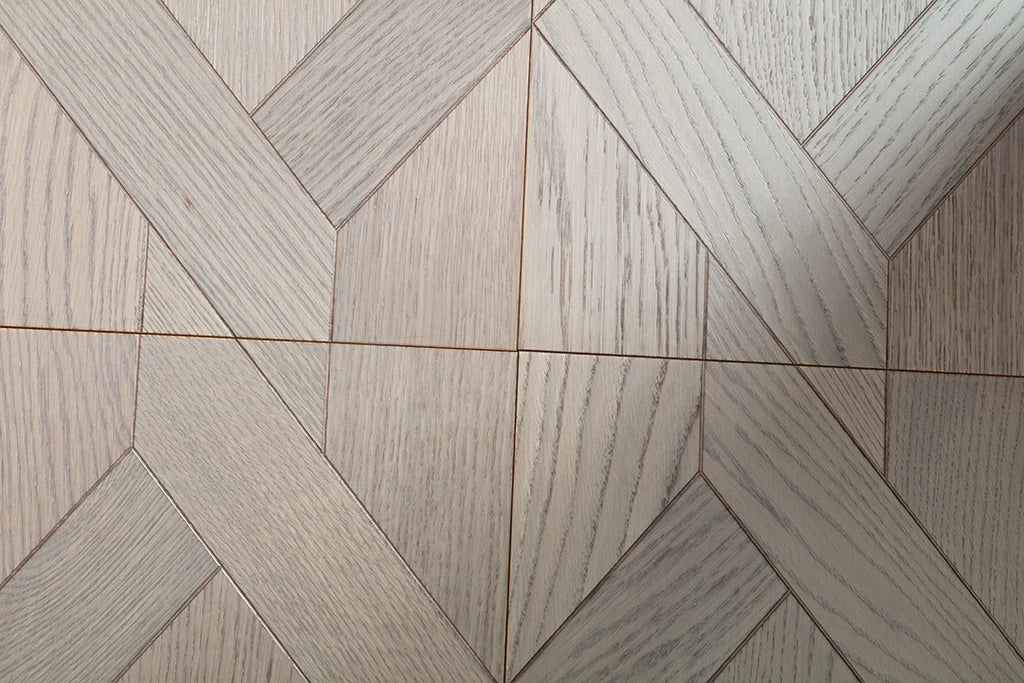 9183 Oak Ash‑Toned Rhombus Herringbone Parquet Flooring | Hand‑PU Finish Marquetry Art Parquet Series