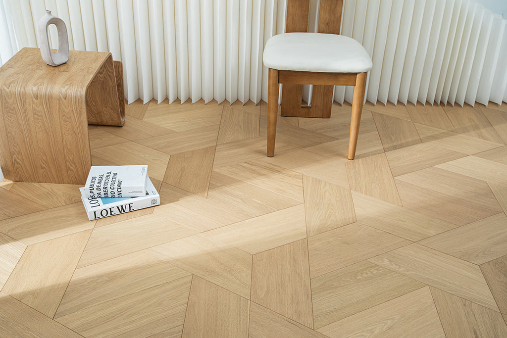 YXPX03 Trapezoid Contour Art Parquet Full Birch Multi-layer Core Solid Wood Oak Veneer Flush Joint Engineered Flooring