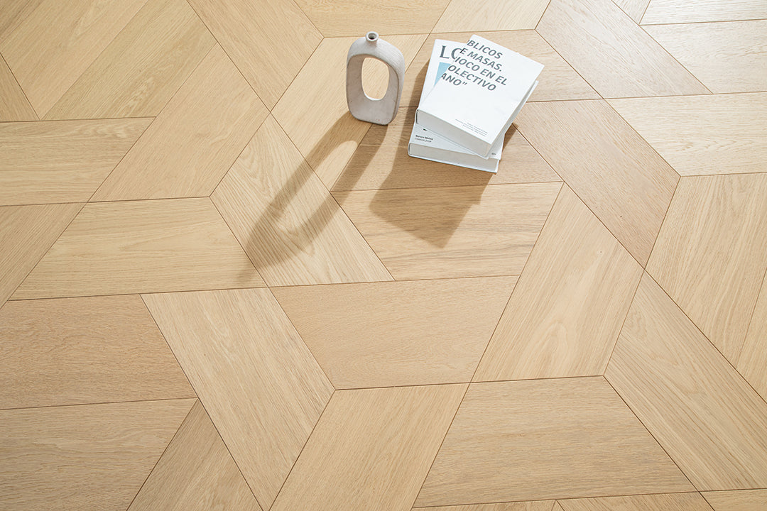 YXPX03 Trapezoid Contour Art Parquet Full Birch Multi-layer Core Solid Wood Oak Veneer Flush Joint Engineered Flooring