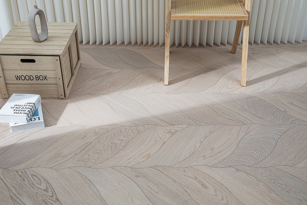 YXPX04 Petal Contour Art Parquet Full Birch Multi-layer Core Solid Wood Oak Veneer Flush Joint Engineered Flooring