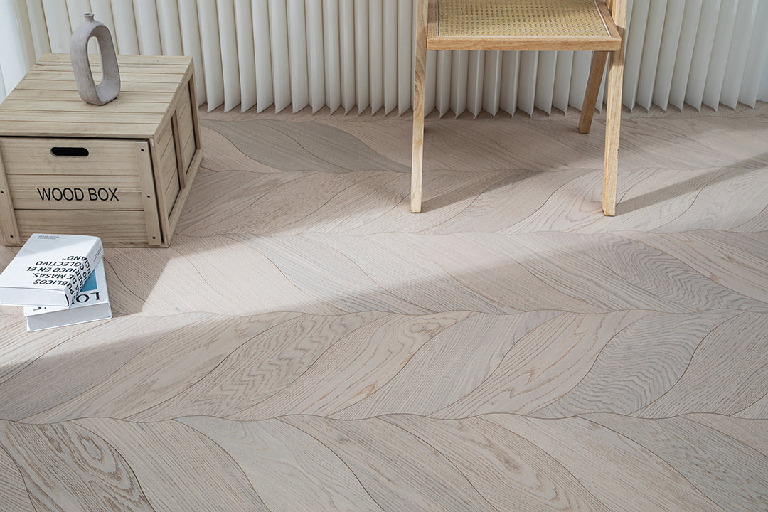 YXPX04 Petal Contour Art Parquet Full Birch Multi-layer Core Solid Wood Oak Veneer Flush Joint Engineered Flooring