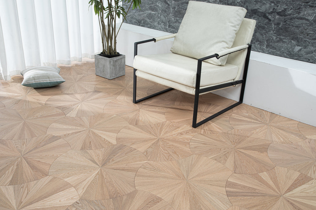 YXPX601 Oak Sunburst Radial Organic Parquet Flooring | Lotus Leaf Series