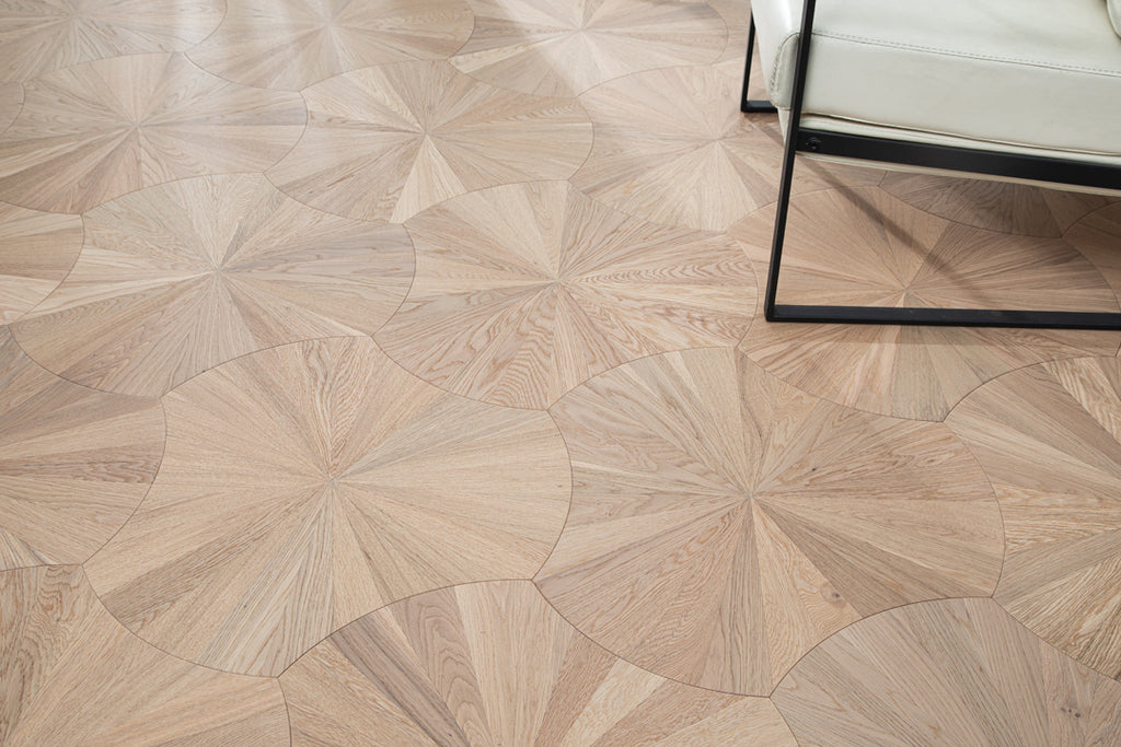 YXPX601 Oak Sunburst Radial Organic Parquet Flooring | Lotus Leaf Series