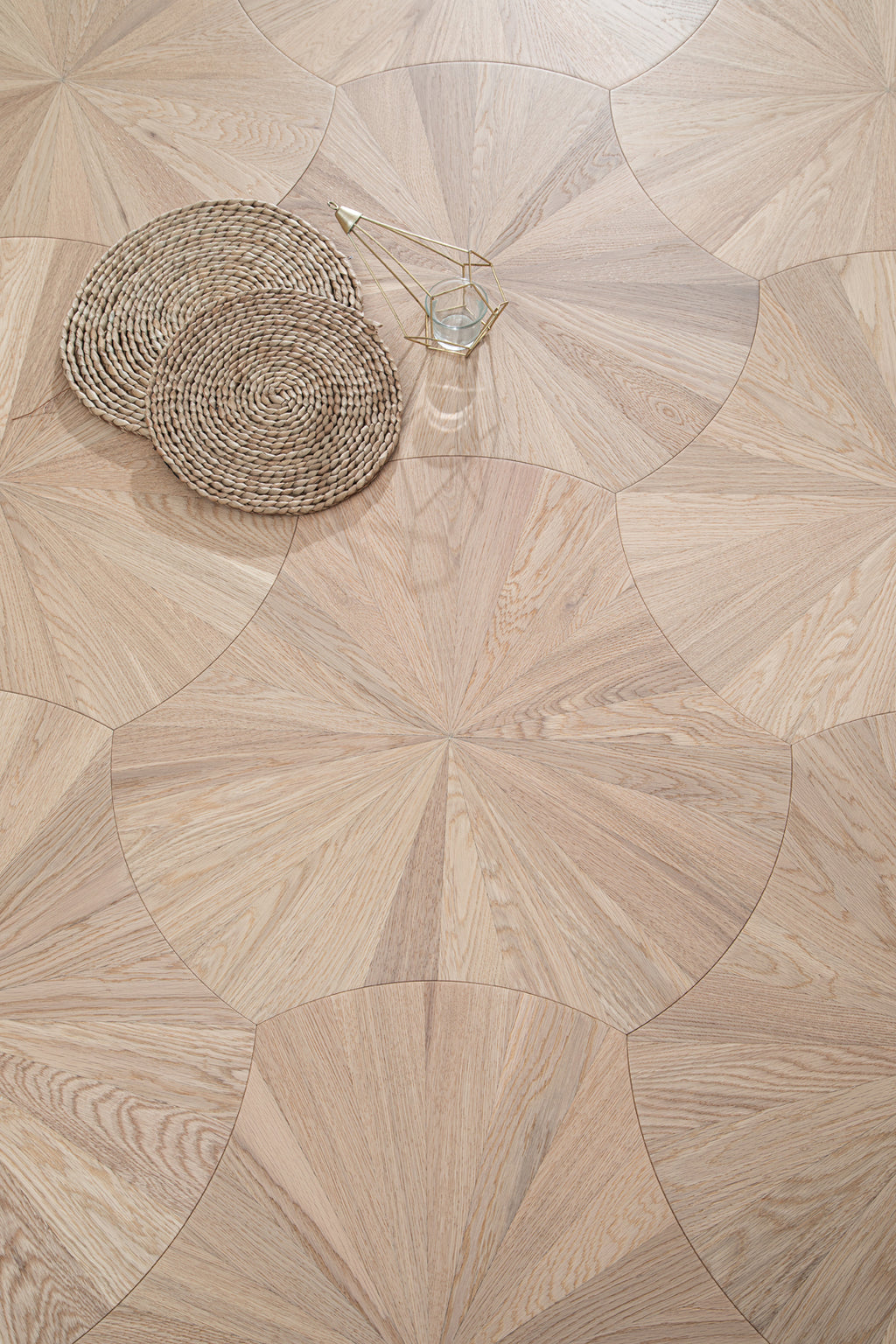 YXPX601 Oak Sunburst Radial Organic Parquet Flooring | Lotus Leaf Series