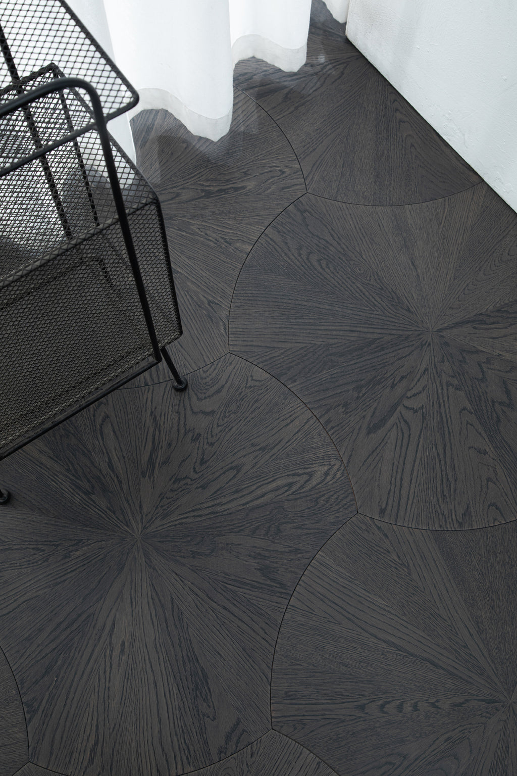 YXPX603 Deep Charcoal Oak Sunburst Radial Luxury Parquet Flooring | Lotus Leaf Series