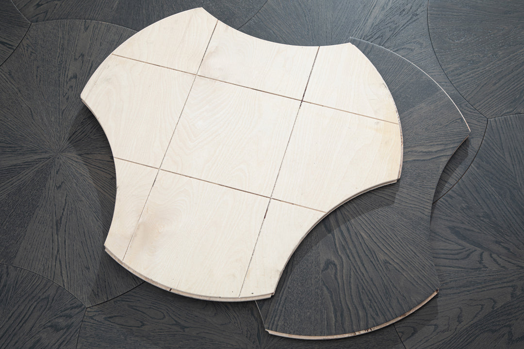 YXPX603 Deep Charcoal Oak Sunburst Radial Luxury Parquet Flooring | Lotus Leaf Series