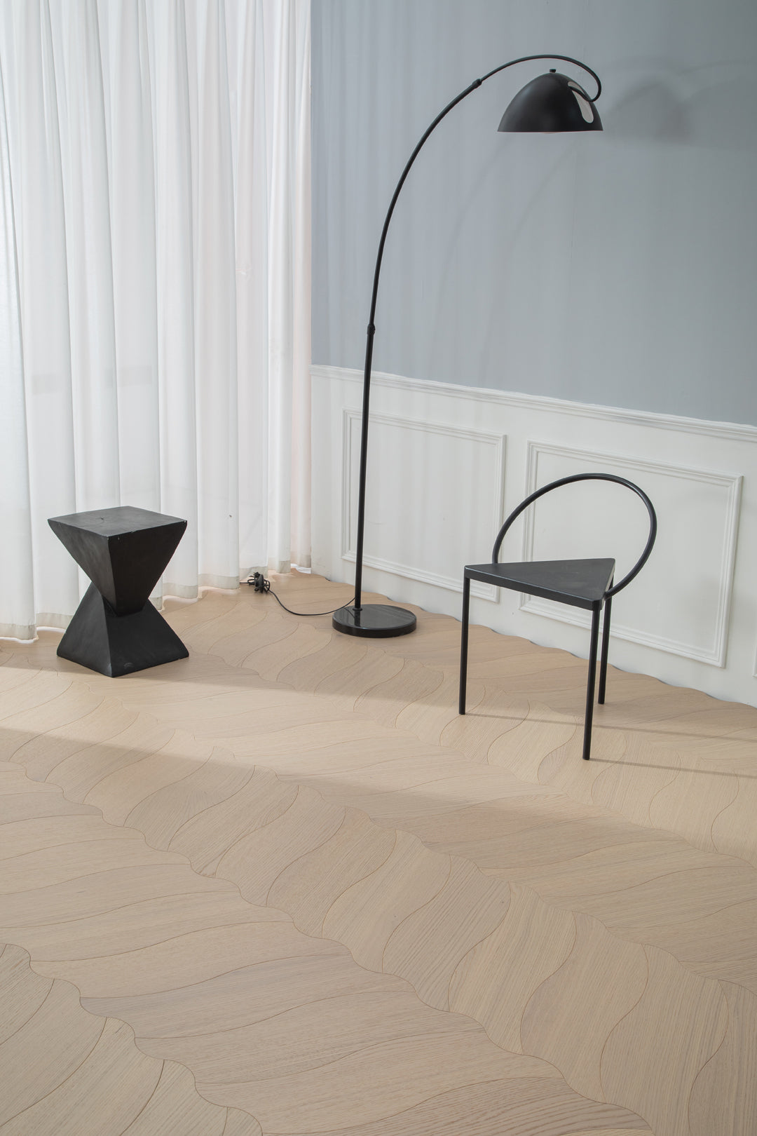 YXPX606  Creamy White Oak Soft Ripple Organic Parquet Flooring | Wave Series