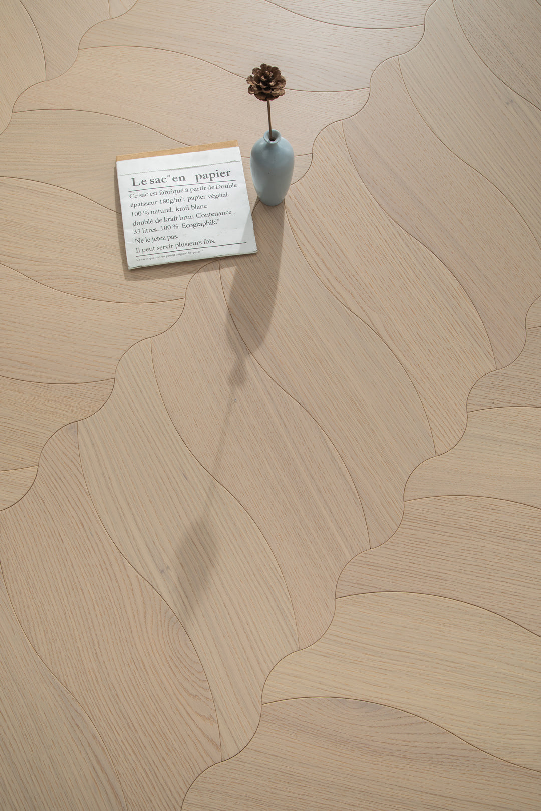 YXPX606  Creamy White Oak Soft Ripple Organic Parquet Flooring | Wave Series