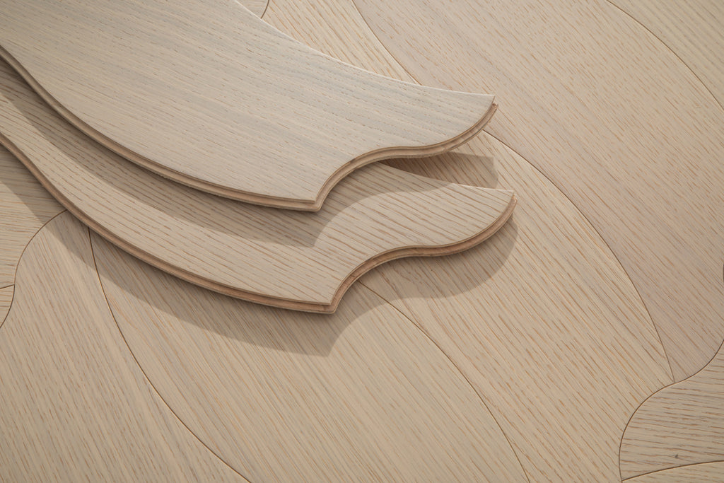 YXPX606  Creamy White Oak Soft Ripple Organic Parquet Flooring | Wave Series