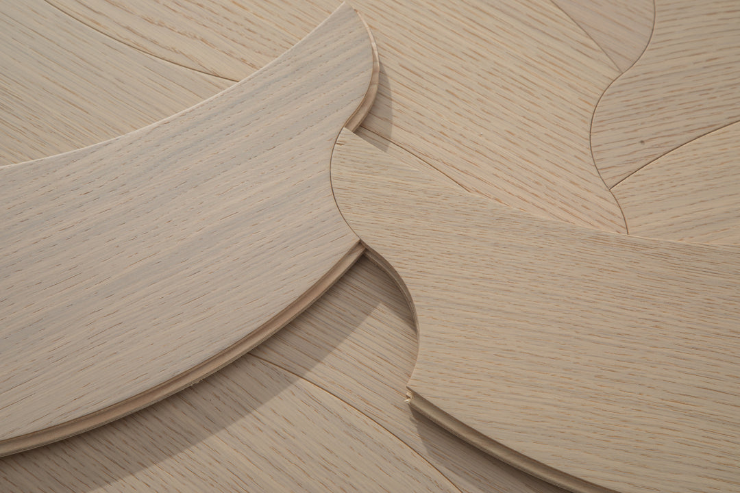 YXPX606  Creamy White Oak Soft Ripple Organic Parquet Flooring | Wave Series