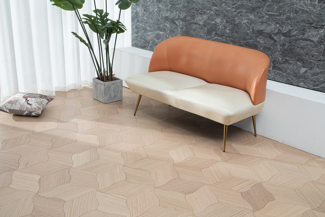 YXPX608 Natural Oak Lily Petal Flowing Organic Artistic Parquet Flooring | Lily Series