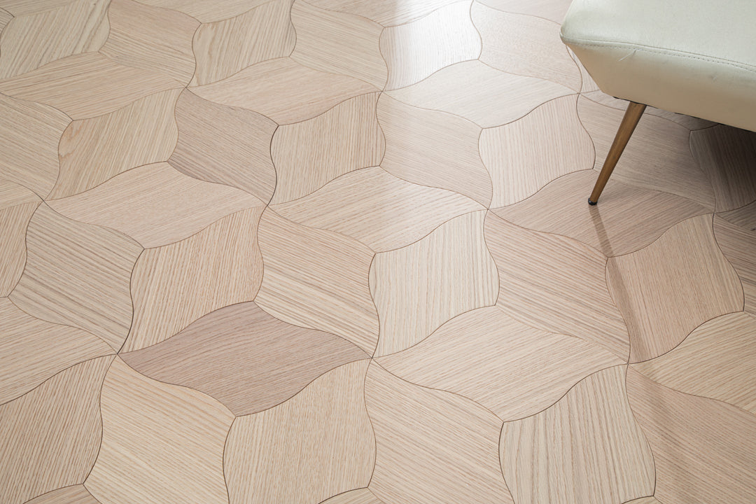 YXPX608 Natural Oak Lily Petal Flowing Organic Artistic Parquet Flooring | Lily Series