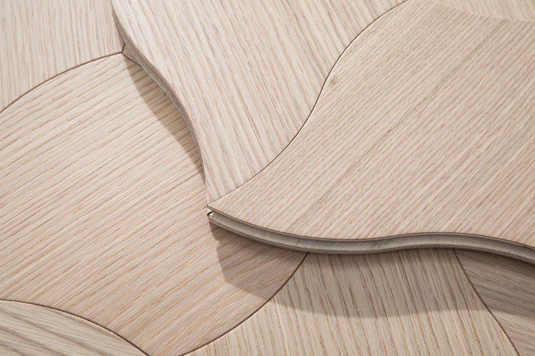 YXPX608 Natural Oak Lily Petal Flowing Organic Artistic Parquet Flooring | Lily Series