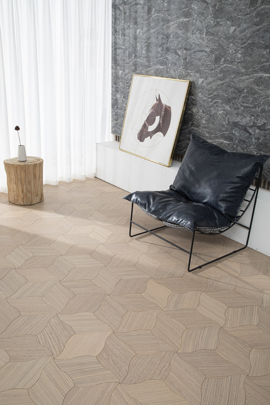 YXPX609 Creamy White Oak Lily Petal Soft Flowing Organic Parquet Flooring | Lily Series