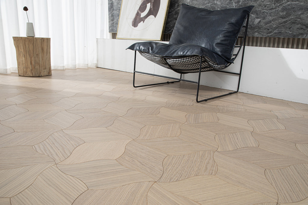 YXPX609 Creamy White Oak Lily Petal Soft Flowing Organic Parquet Flooring | Lily Series