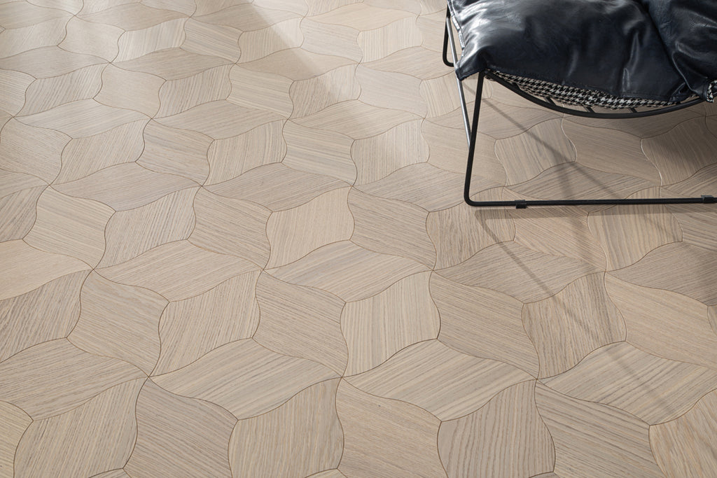 YXPX609 Creamy White Oak Lily Petal Soft Flowing Organic Parquet Flooring | Lily Series