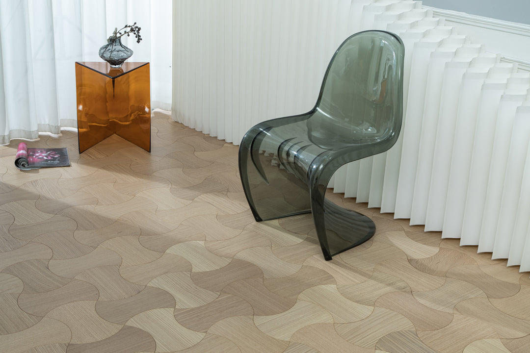 YXPX611 Natural Oak Hourglass Silhouette Artistic Flowing Parquet Flooring | Wasp Waist Series
