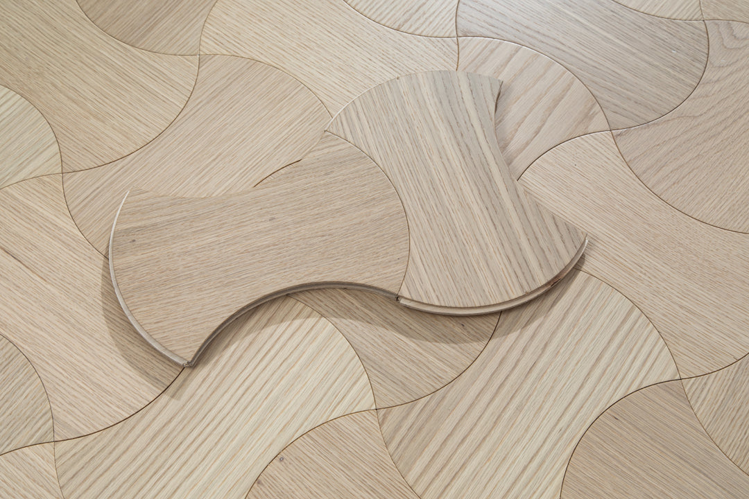 YXPX611 Natural Oak Hourglass Silhouette Artistic Flowing Parquet Flooring | Wasp Waist Series