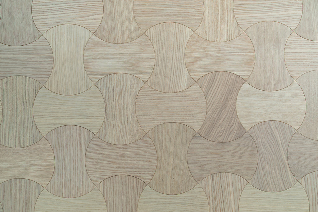 YXPX612 Creamy White Oak Hourglass Silhouette Soft Flowing Artistic Parquet Flooring | Wasp Waist Series