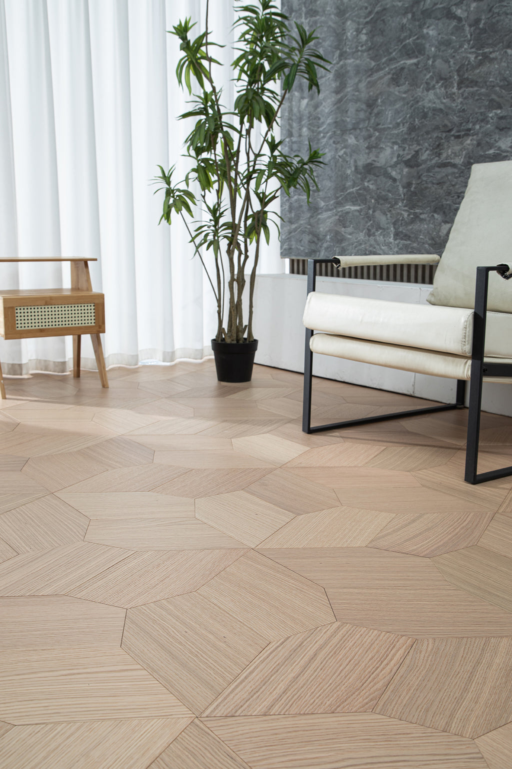 YXPX616 Oak Irregular Polygon Mosaic Artistic Parquet Flooring | Fragmented Jade Series