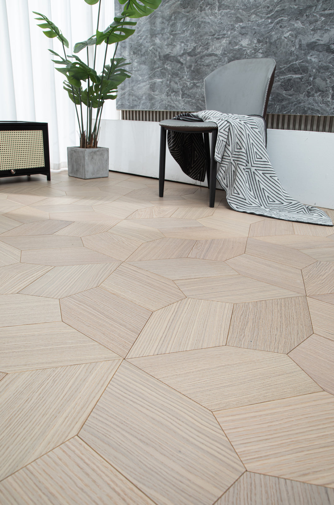 YXPX617 Oak Irregular Polygon Mosaic Artistic Parquet Flooring | Fragmented Jade Series