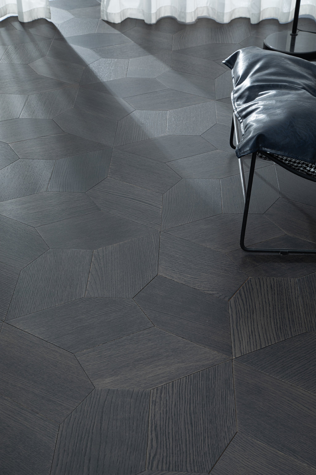 YXPX618 Charcoal Oak Irregular Polygon Mosaic Premium Parquet Flooring | Fragmented Jade Series